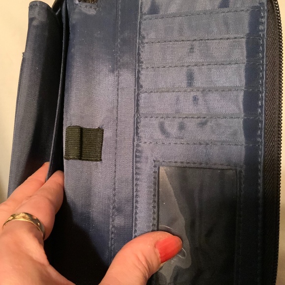 Roots Blue Denim Jean Multi-Pocket Double Zippered Wallet - Picture 7 of 12